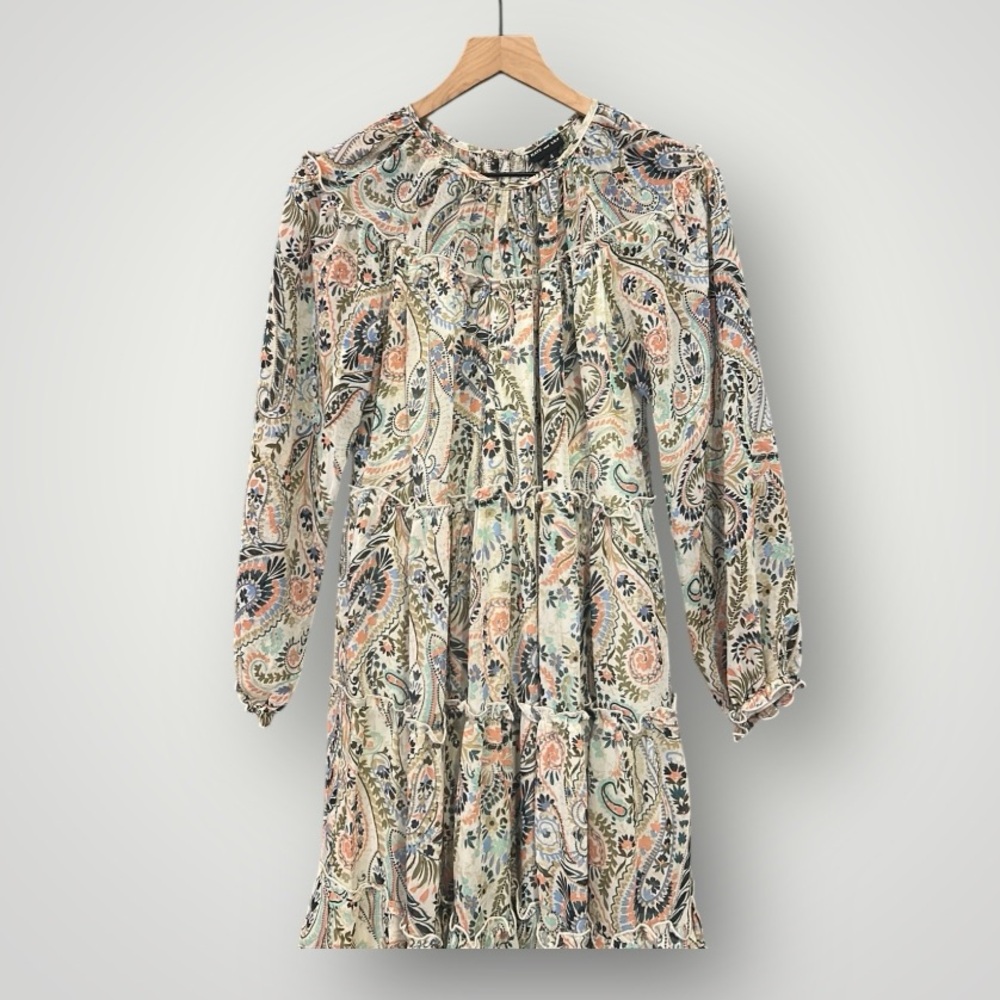 Kate And Lily Multicolor Paisley Long Sleeve Babydoll Dress Women’s Size 4